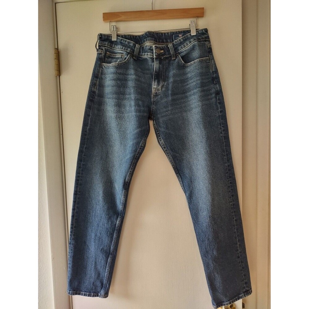Vineyard Vines Men's 30x30 Jeans Slim Straight Blue Denim Stretch Whale Logo